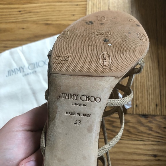 Jimmy Choo Strappy Sandals Size 43 / 12, Beige/Gold - Picture 12 of 15